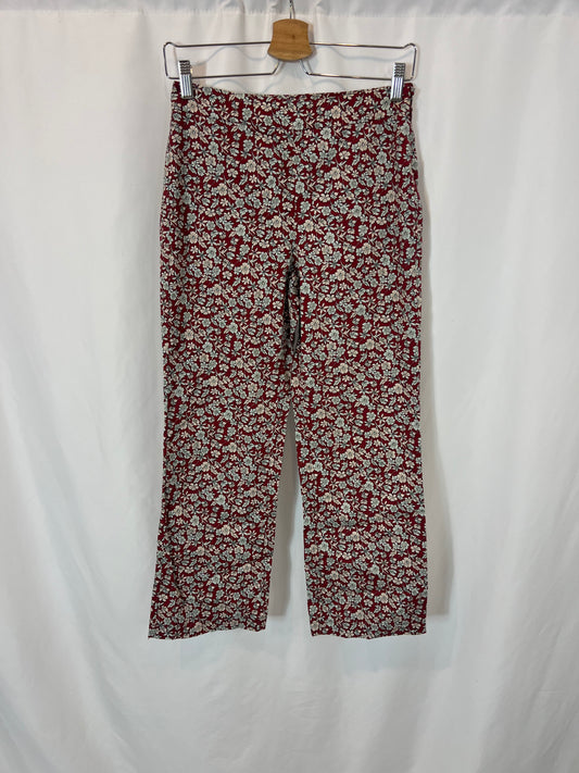 ESE O ESE. Pantalón recto flores. T 36