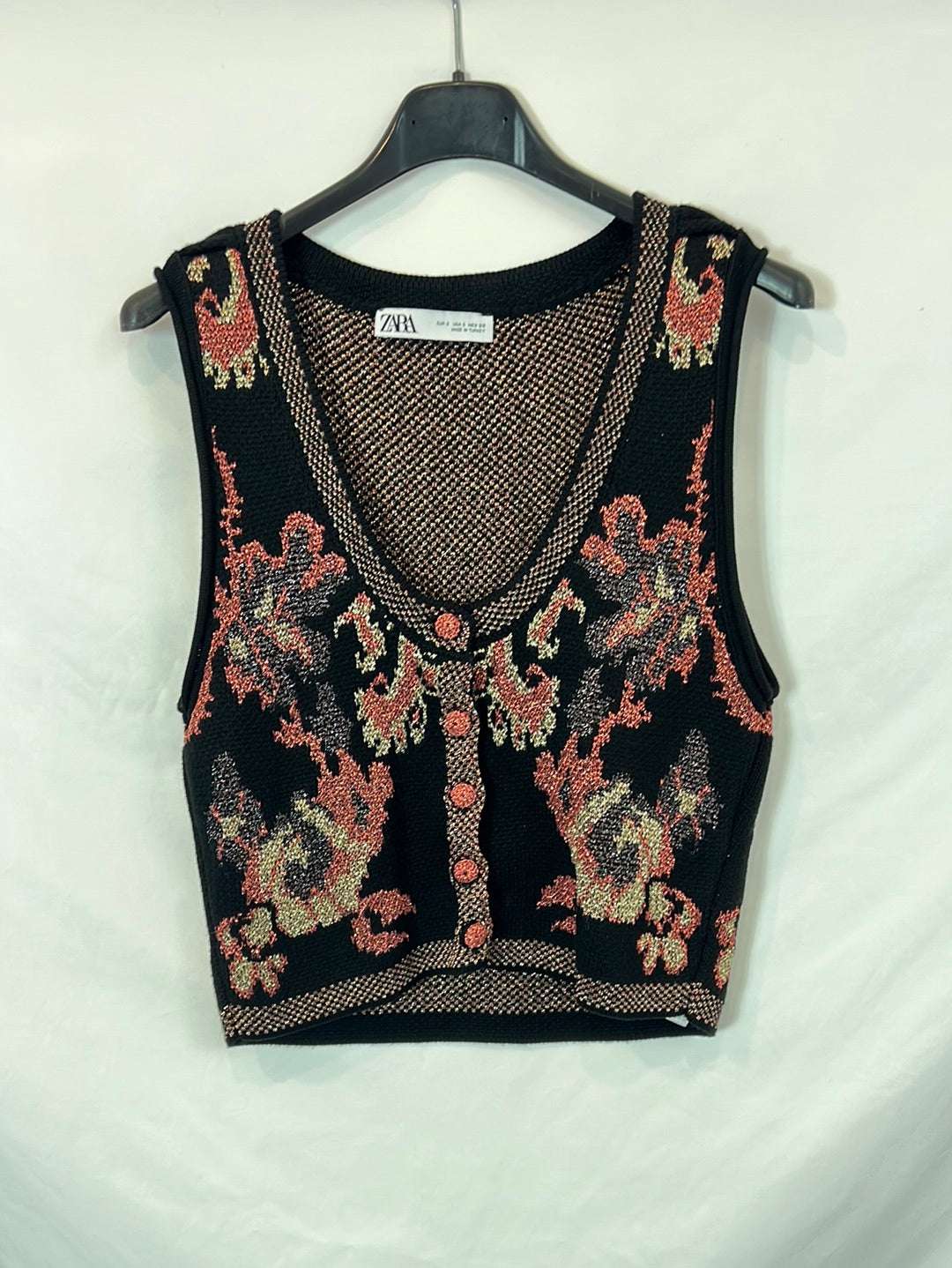 ZARA. Black top/vest with thread details Ts