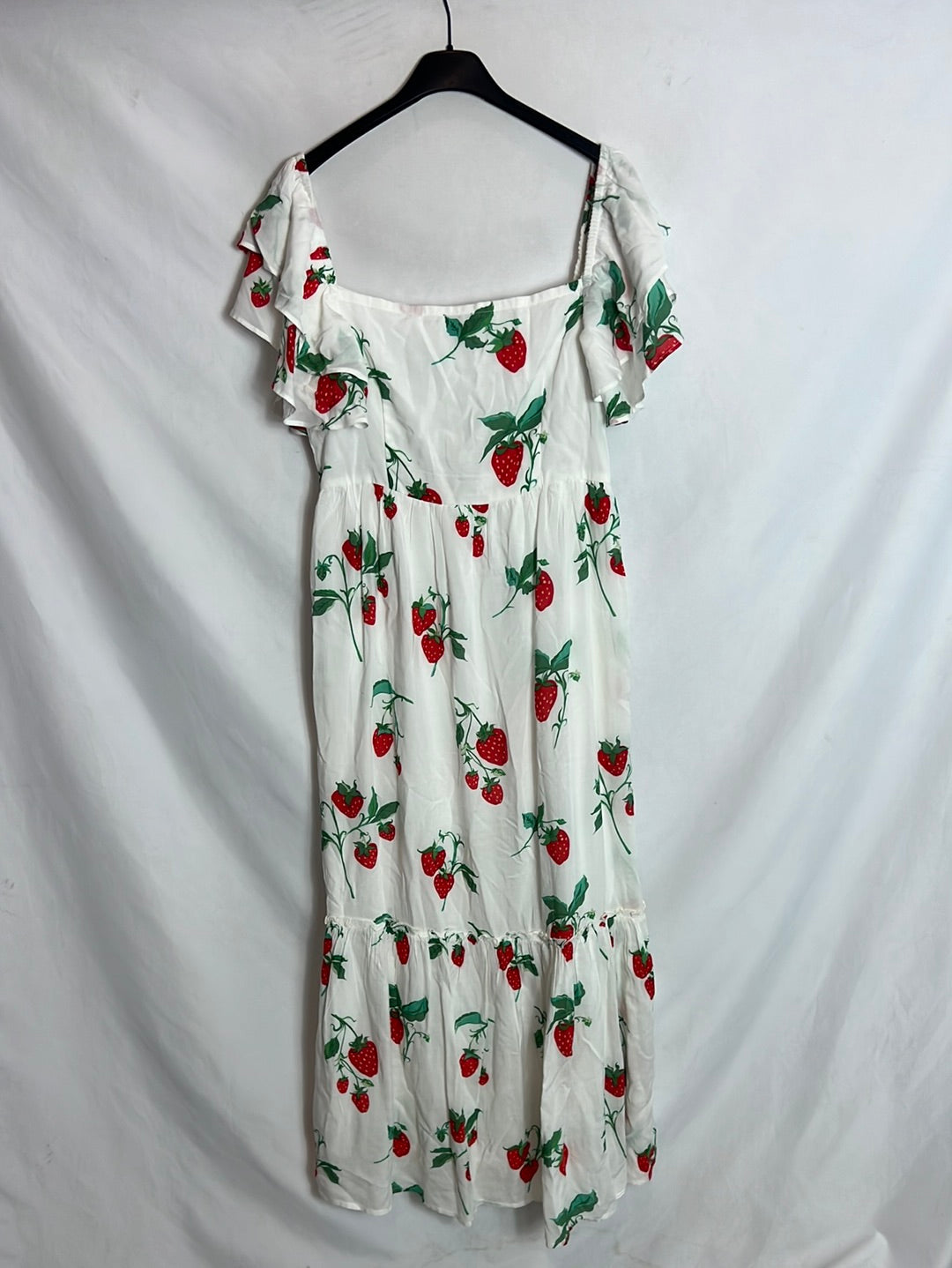 CASTAÑO DE INDIAS. Vestido largo blanco estampado. T S