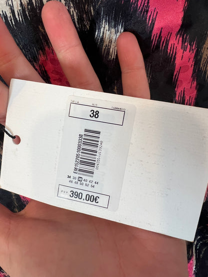 JORGE VÁZQUEZ. Vestido largo estampado satinado. T 38