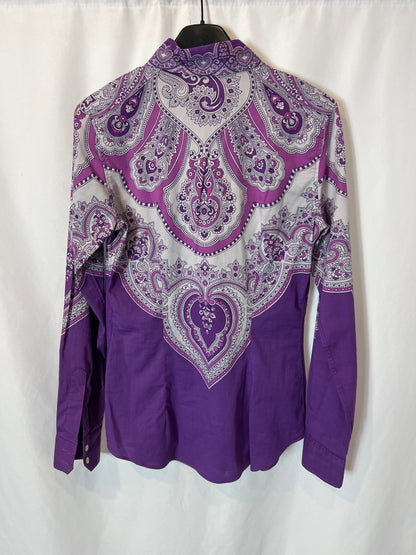 ETRO. White floral purple shirt S.38(xs)