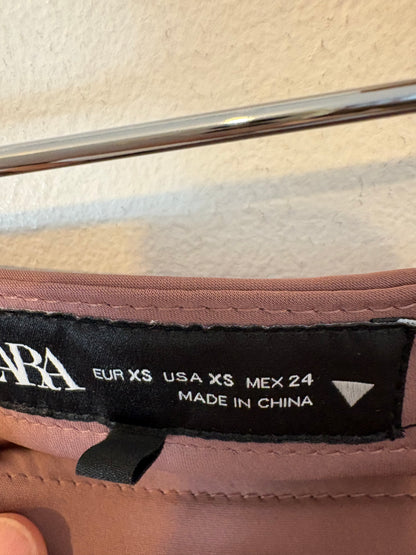 ZARA. Falda larga satinada malva