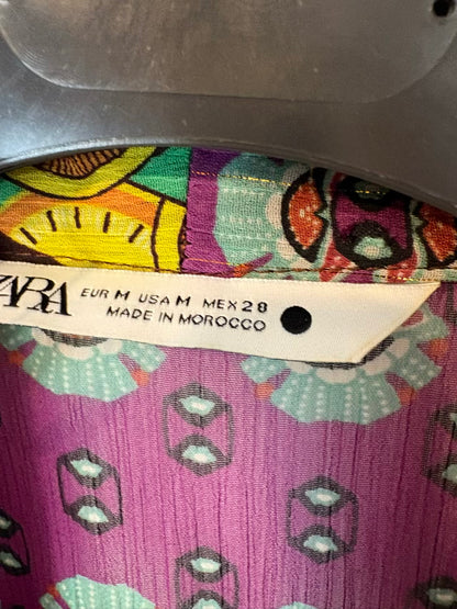 ZARA. Vestido largo estampado colores