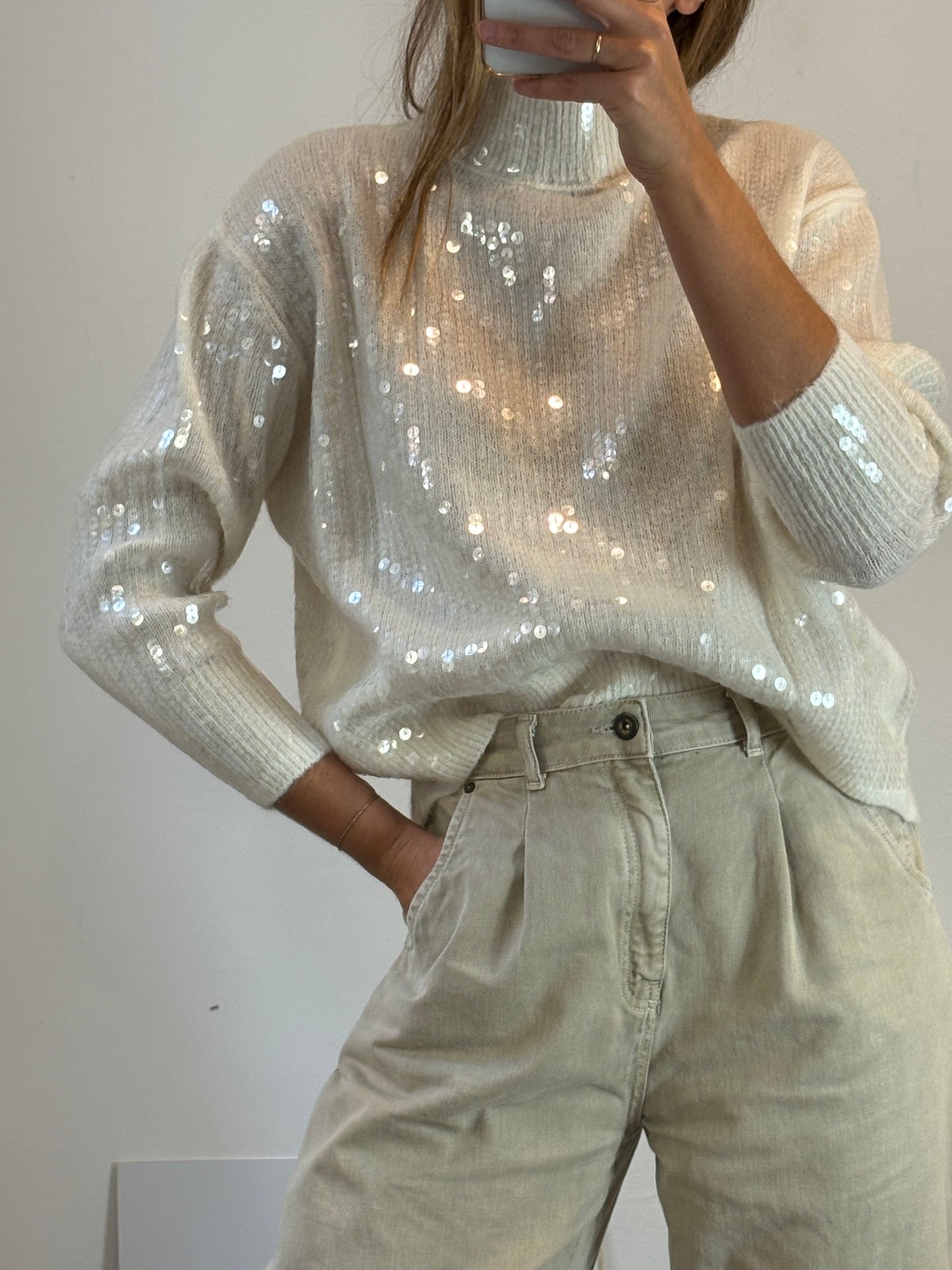 ZARA. Jersey lentejuela mezcla lana