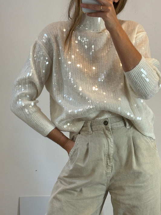 ZARA. Jersey lentejuela mezcla lana