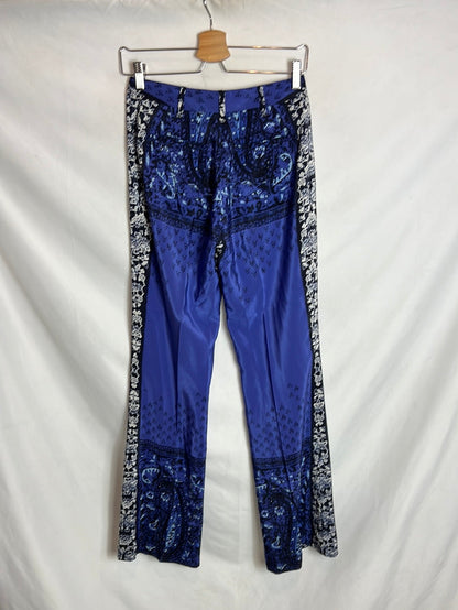 ETRO. Pantalones estampado anchos azules T.42(36)