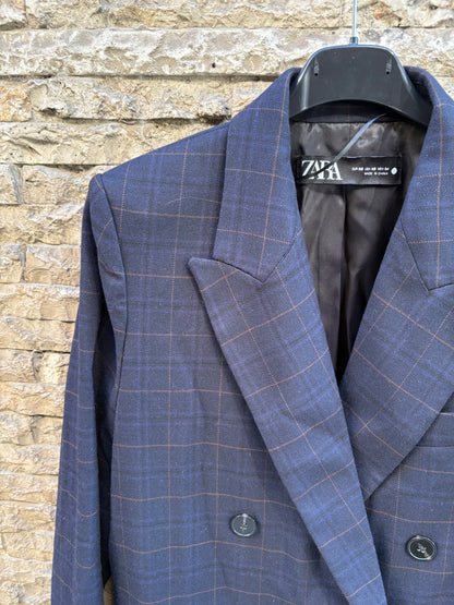 ZARA. Blazer azul marino cuadros