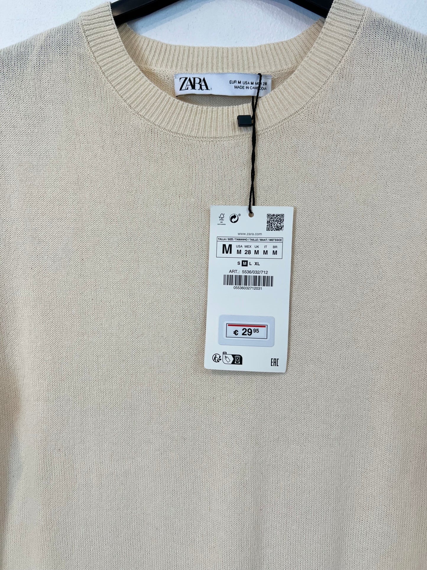 ZARA. Vestido punto beige T.m