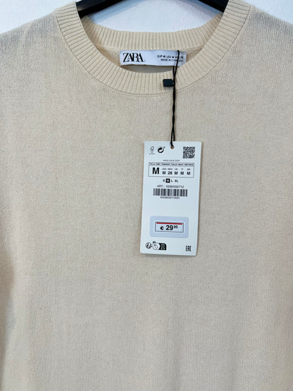ZARA. Vestido punto beige T.m