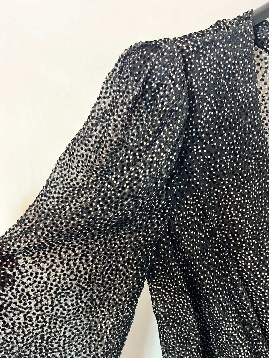 BA&amp;SH. Black polka dot velvet dress. Size 2 (M)