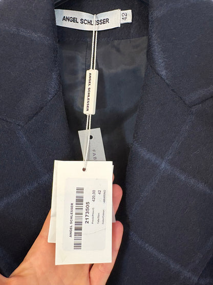 ANGEL SCHELESSER. Blazer azul cuadros lana