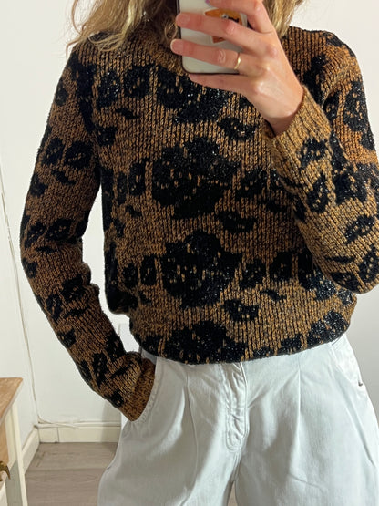 BIMBA Y LOLA. Jersey marrón y negro hilos. T M