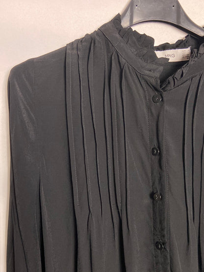 MANGO. Black semi-sheer blouse S.XS