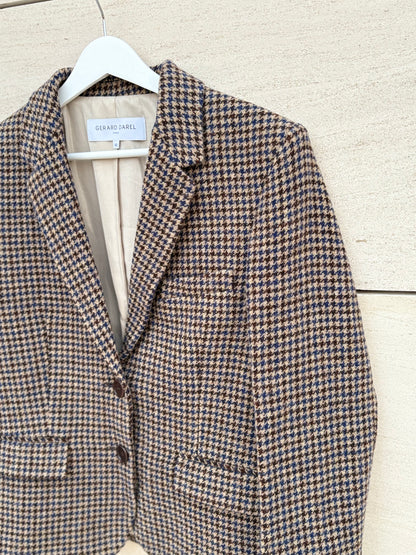 GERARD DAREL. Blazer 100% lana burdeos y azules