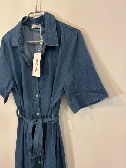 ALGO BONITO. Vestido denim largo abotonado