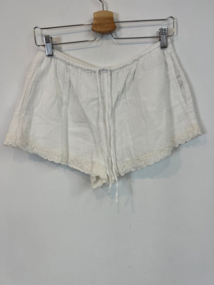 ZARA. Pantalón corto blanco algodón T.s