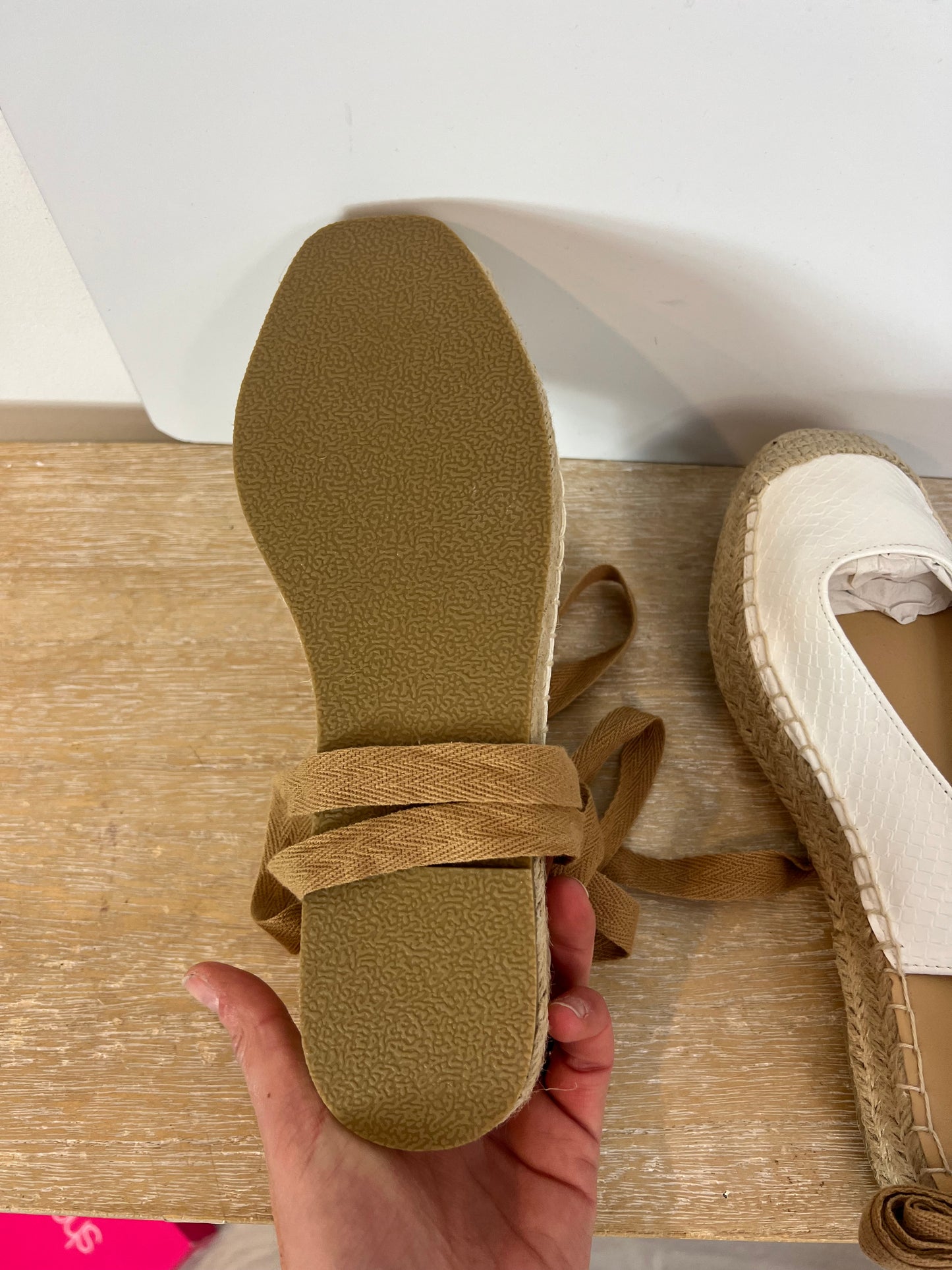 SHOEDAZZLE. White raffia espadrilles, size 38