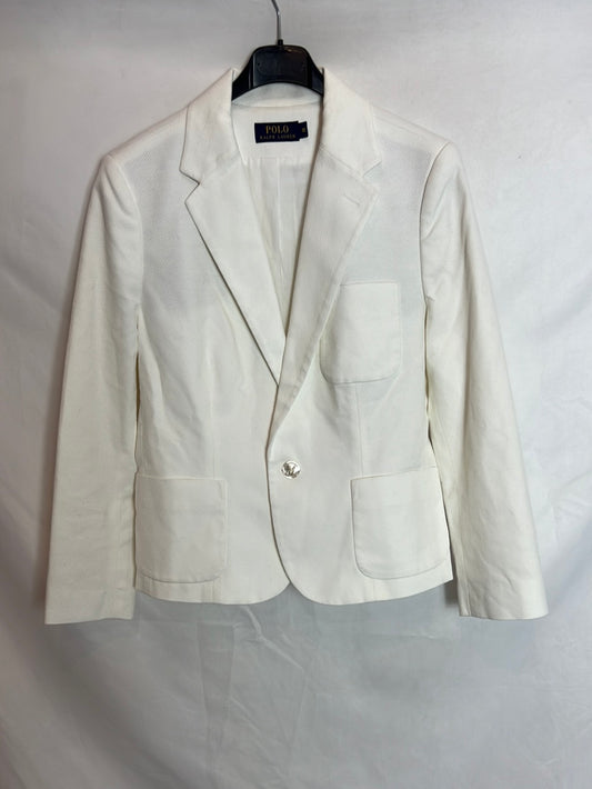 POLO RALPH LAUREN. White piqué blazer. Size 10 (38)