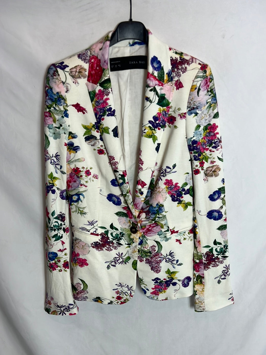 ZARA. Floral printed texture blazer. T XS
