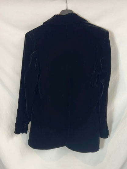 CAMILLE x MANGO. Blazer negra terciopelo fluida. T XS