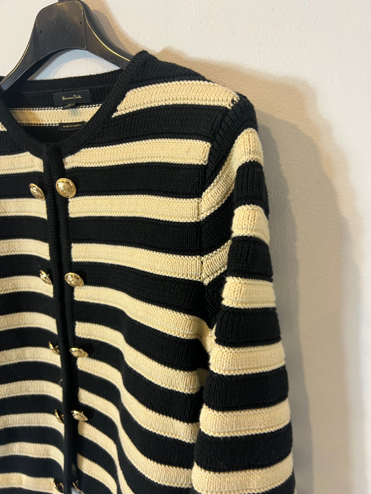 MASSIMO DUTTI. Cárdigan rayas botones dorados. T XS