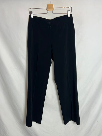 CAMBIO. Pantalón negro pata ancha pinzas. T 40