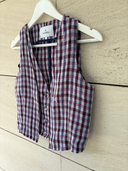 SCALPERS. chaleco cuadros lino  T.s