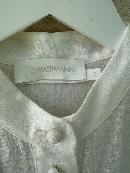 ZIMMERMANN. Vestido camisero de lino bordados insectos
