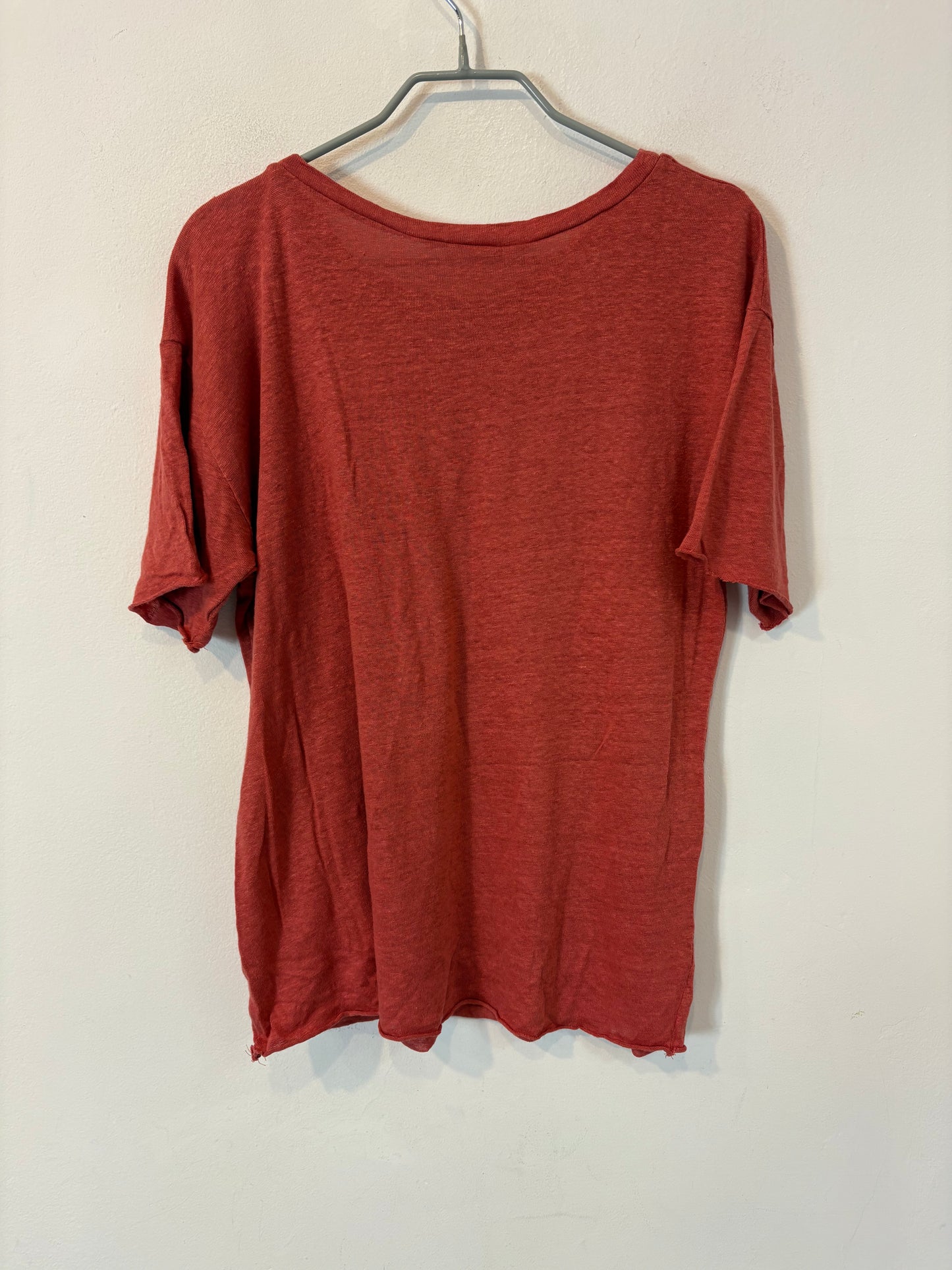 ZARA. Camiseta lino teja