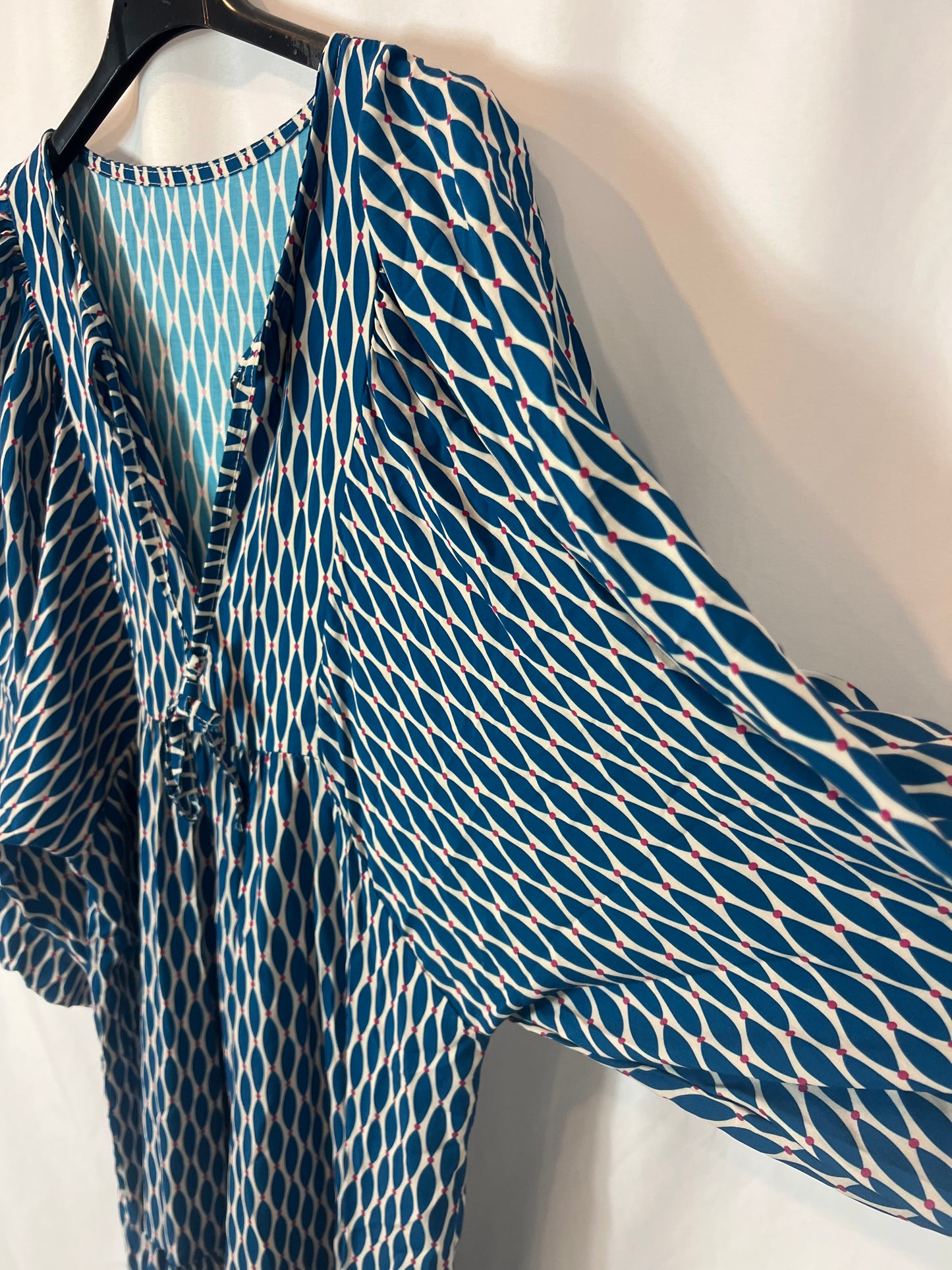 OTRAS. Vestido largo azul estampado. TU (S)