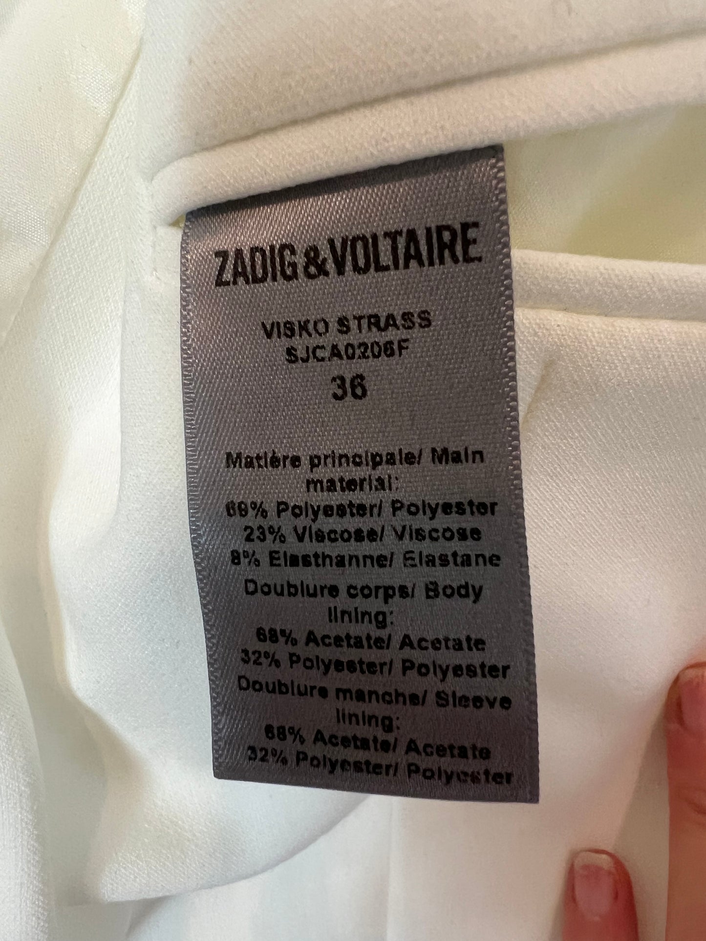 ZADIG&VOLTAIRE. blazer blanca brillantes rock T.36