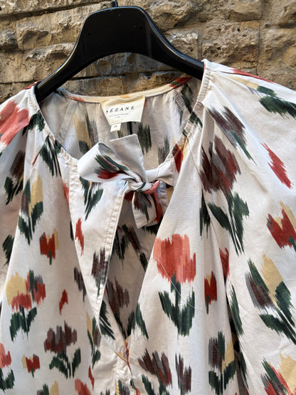 SEZANÈ. Top beige estampado T.38