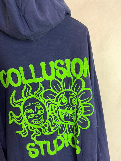 COLLUSION. Sudadera azul letras T.m