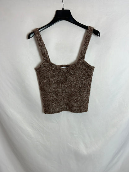 ZARA. Croptop punto jaspeado T.m