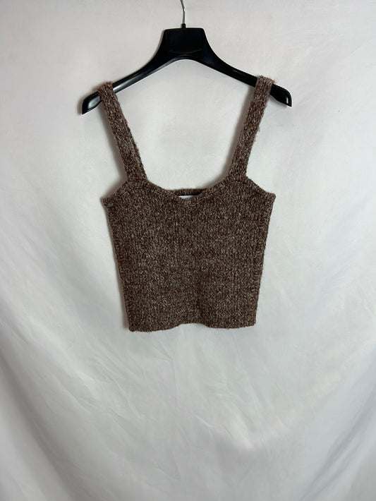 ZARA. Croptop punto jaspeado T.m
