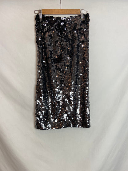 MARCIANO. Falda midi negra lentejuelas  T.S