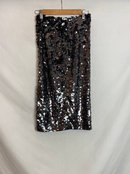 MARCIANO. Falda midi negra lentejuelas  T.S