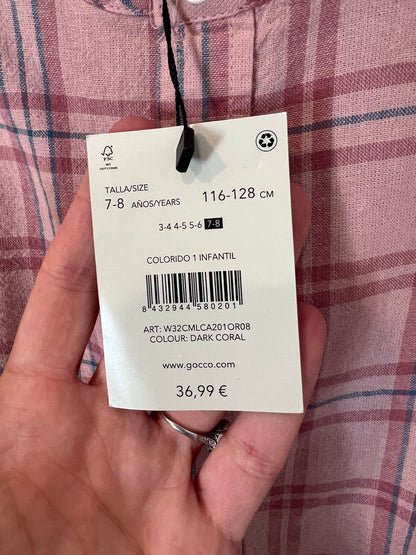 GOCCO. Camisa rosa cuadros T.7-8 años