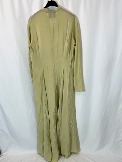 CORTANA. Vestido largo beige abotonado. T 38