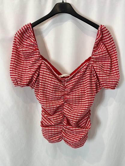 MANGO. Top bicolor elástico fruncidos. T M