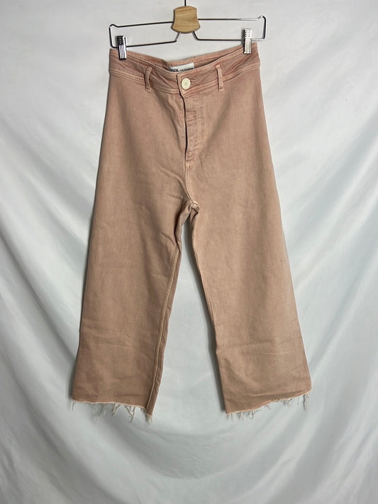 ZARA. Denim culotte rosa palo. T 38