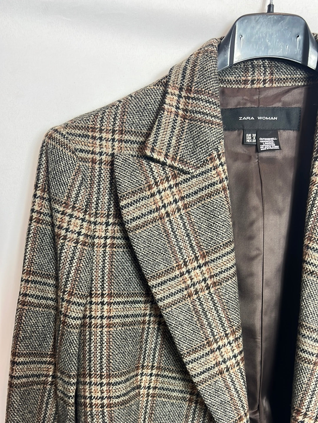 ZARA. Blazer lana cuadros. T 38