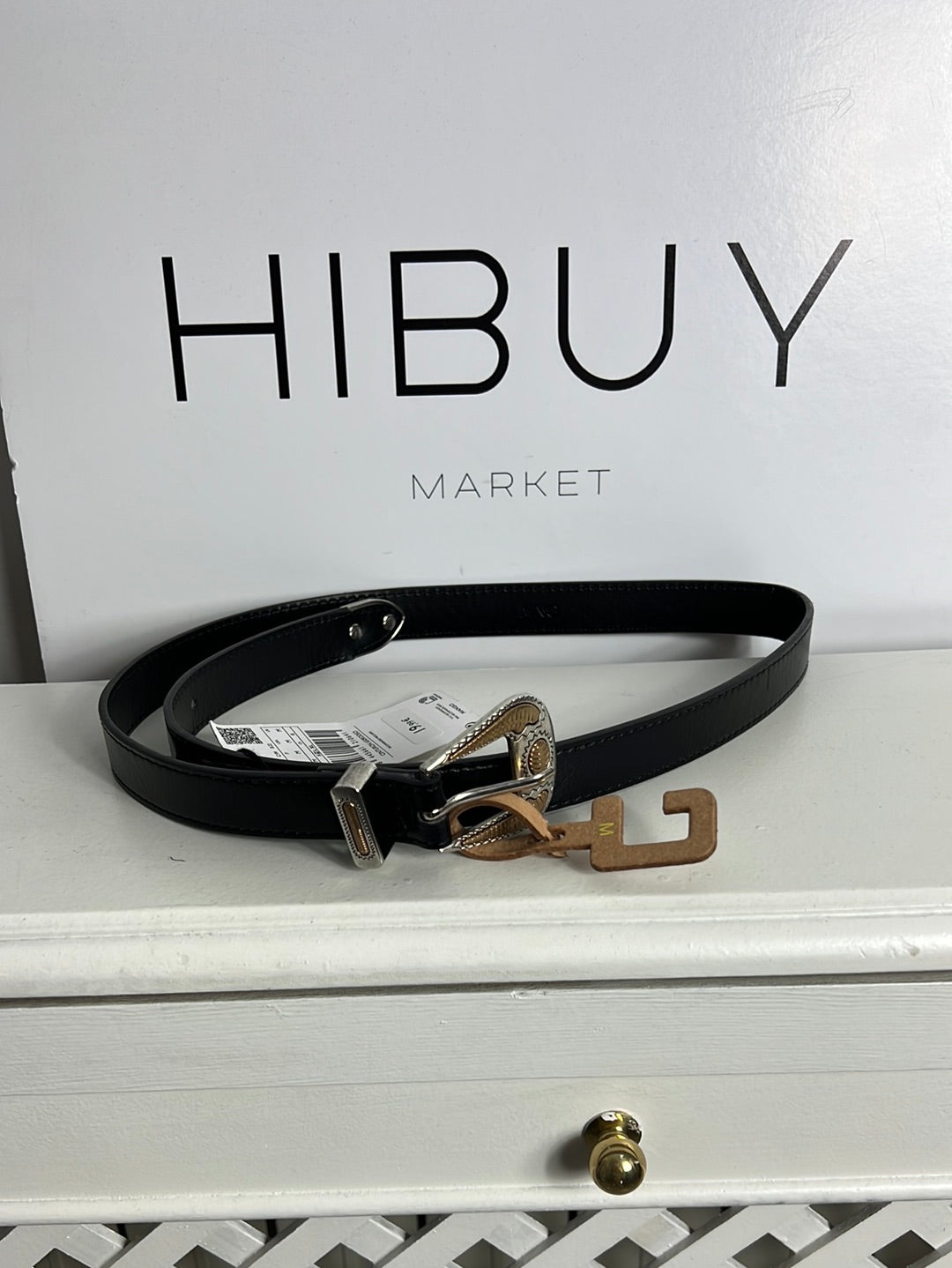 MANGO. Black belt with two-tone buckle. TM