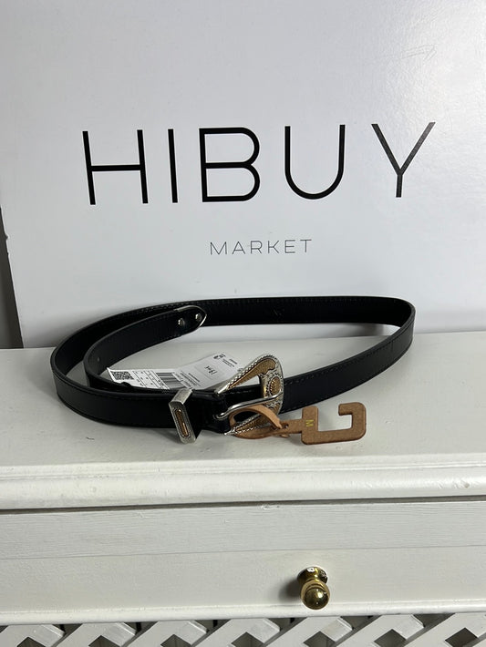 MANGO. Black belt with two-tone buckle. TM