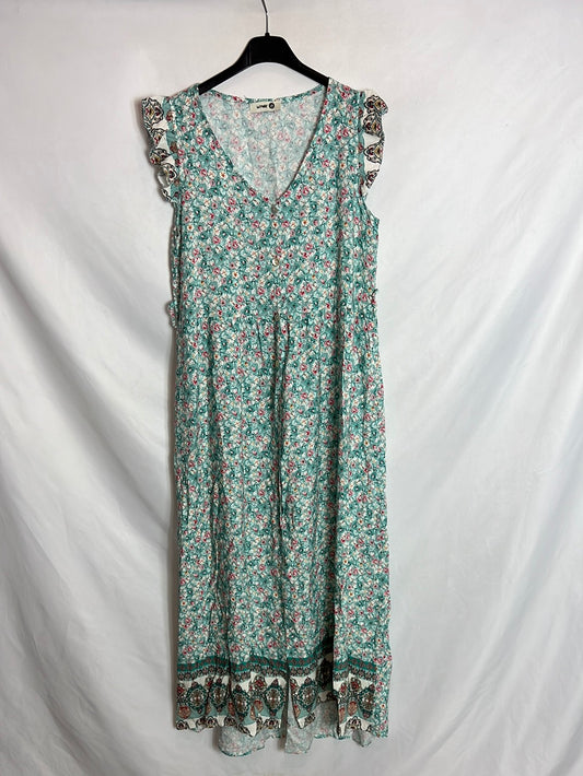 MY WAY. Vestido flores midi camisero. T M