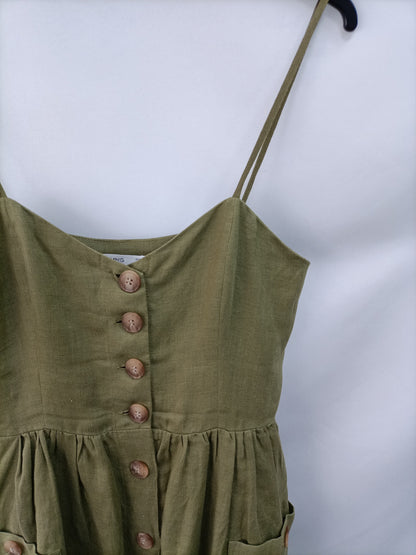 MANGO. Vestido midi verde T.s