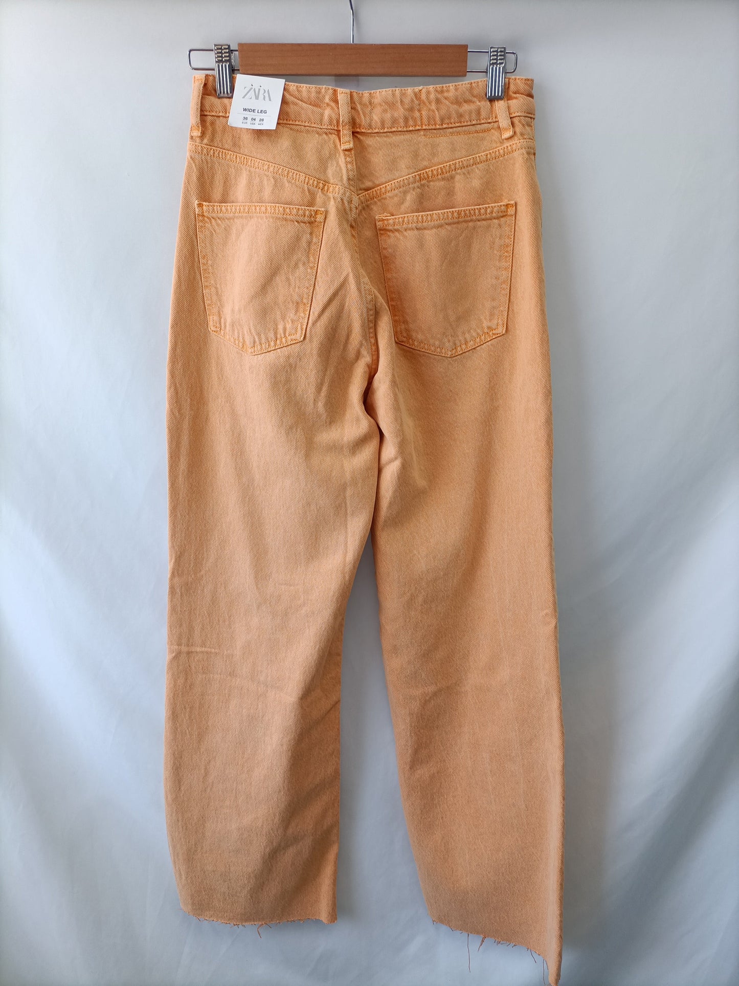 ZARA. Pastel orange straight jeans S.36