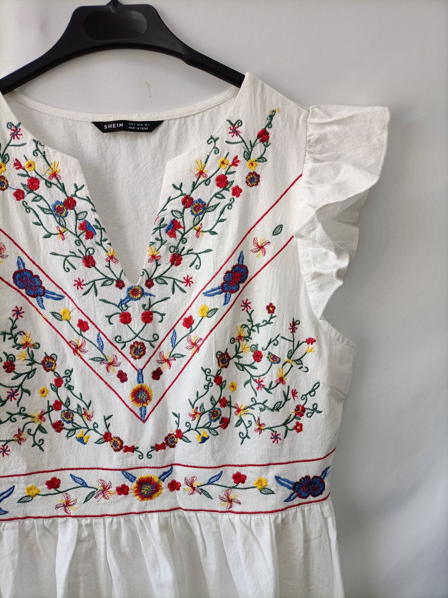 shein white embroidered dress SHEIN Teen Girl White Woven Embroidered Layered Ruffle Sleeve Casual Dress