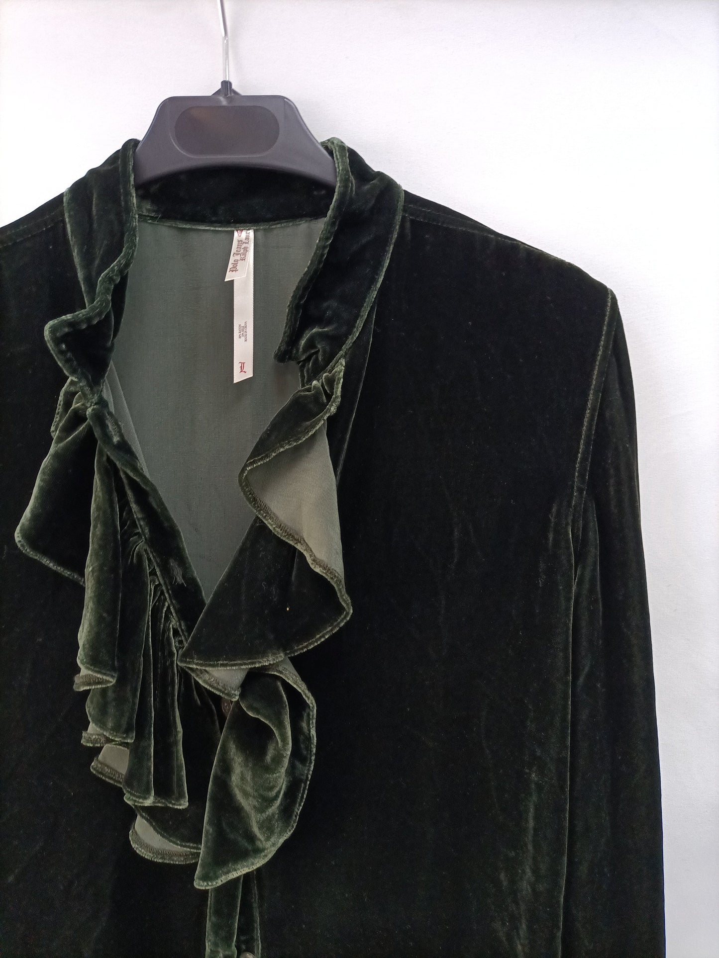 POLO JEANS RL. Blusa verde terciopelo T.L