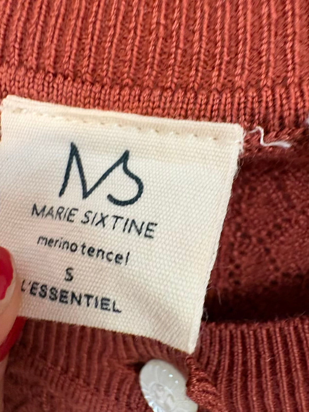 MARIE SIXTINE. Jersey calado lana en teja